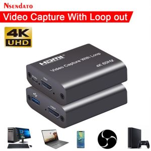 4K 60Hz USB HD Video Capture Card TV Loop 1080P 60Hz Game Recording Plate Live Streaming Box USB2.0 Grabber for PS3 PS4 Camera