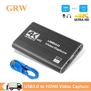 Grwibeou 4K USB 3.0 Video Capture Card HDMI-compatible 1080P 60fps HD Video Recorder Grabber For OBS Capturing Game Card Live