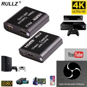 HD 1080P 4K HDMI Video Capture Card HDMI To USB 2.0 3.0 Placa De Captura Board Game Record Live Streaming Broadcast TV HDMI Loop