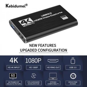 4K USB 3.0 Video Capture Card HDMI-compatible 1080P 60fps HD Video Recorder Grabber For OBS Capturing Game Card Live