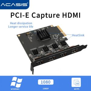Acasis 4 Channel HDMI-compatible PCIE Video Capture Card 1080p 60fps OBS Wirecast Live Broadcast Streaming Adapter Quad Ports