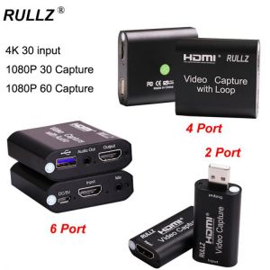 USB 2.0 3.0 4K Loop Out Audio Video Capture Card HDMI Recording Box Mic In Phone Game Live Streaming for Switch PS4 DVD Camera