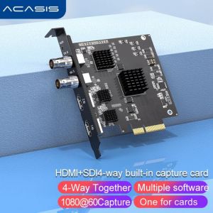 Acasis HD 4 Channel SDI and HDMI Audio Video Capture Card Game Record Live Streaming Box for PS4  DVD Camcorder Camera  Live