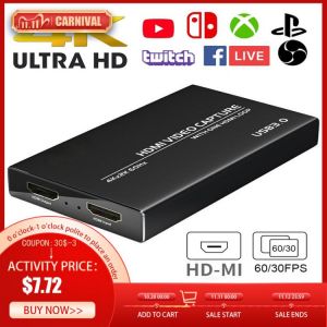 4K 60HZ HDMI-compatible To USB 3.0 Video 4K Capture Card Dongle  HD Video Recorder Grabber For OBS Capturing Game Card Live