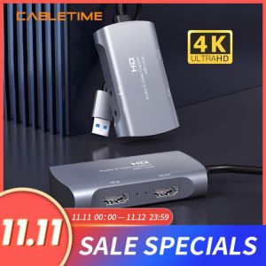 CABLETIME Video HDMI Capture Card USB 3.0 HD 1080P Audio&Video Recorder for Switch PS4 Live Streaming Capture Card N415