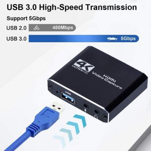 USB Video Capture Card HDMI-Compatible to USB 1080P Video Grabber Record 4K Loopout for PS4 TV Camera Recording Live Streaming