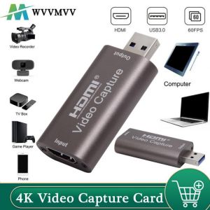 HD 4K Video Capture Card USB3.0 2.0 HDMI Video Grabber Record Box for PS4 Game DVD Camcorder Camera Recording Live Streaming