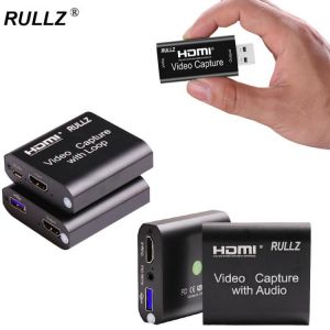 4K Loop Audio Video Capture Card 1080P HDMI Recording Box Mic USB 3.0 2.0 Game Live Streaming Plate for Switch PS4 DVD HD Camera