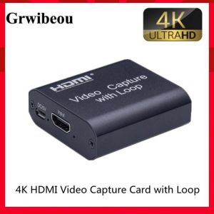 GRWIBEOU HD 4K HDMI Video Capture Card HDMI To USB 2.0 Video Capture Board Game Record Live Streaming Broadcast TV Local Loop