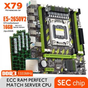 X79 motherboard with XEON E5 2650 V2 4*4G DDR3 1333 REG ECC RAM memory combo kit set NVME SATA Server