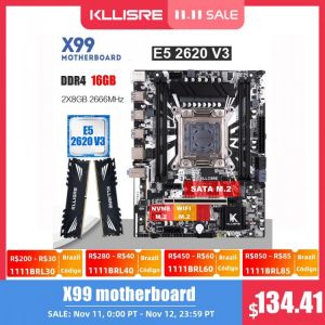 Kllisre X99 motherboard combo kit set Xeon E5 2620 V3 LGA 2011-3 CPU 2pcs X 8GB =16GB 2666MHz DDR4 memory
