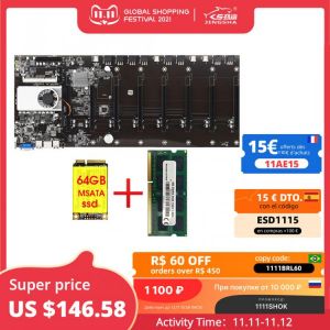 Riserless mining motherboard 8 GPU Bitcoin Crypto Etherum Mining  with 64GB MSATA SSD  DDR3 4GB 1600MHZ RAM SET