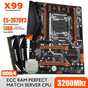 HUANANZHI X99 BD4 Motherboard Combo Kit Set 2011-3 XEON E5 2670 V3 2*8GB= 16GB 3200MHz DDR4 RAM REG ECC Memory NVME USB3.0 ATX
