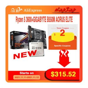 AMD Ryzen 5 3600 R5 3600 CPU + GA B550M AORUS ELITE Motherboard Suit Socket AM4 All new but without cooler