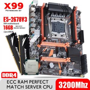 Atermiter X99 D4 DDR4 Motherboard Set with Xeon E5 2678 V3 LGA2011-3 CPU 2pcs X 8GB = 16GB 3200MHz DDR4 PC4 REG ECC RAM Memory