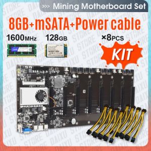 all in one place חומרה Mining motherboard 8 GPU Bitcoin Crypto Etherum Mining Set Kit Combo with 8GB DDR3 1600MHz RAM,1037U,128GB mSATA SSD,Power Cable