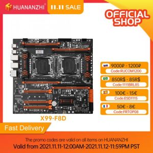 HUANANZHI X99 F8D X99 Motherboard Intel Dual CPU X99 LGA 2011-3 E5 V3 DDR4 RECC 256GB M.2 NVME NGFF USB3.0 E-ATX Server
