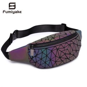 Fashion Luminous Waist Bags For Women 2020 Waist Fanny Packs Belt Bag Luxury Brand Leather Chest Handbag Geometry Waist Packs