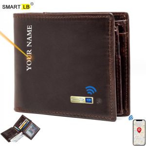 Smart Wallet Bluetooth-compatible Leather Short Credit Card Holders Male Coin Purse Genuine Leather Men Wallets Free engraving