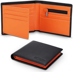 TEEHON Genuine Leather Wallet Men Slim RFID Purse Card Holder Coin Pocket ID Window Minimalist Wallets