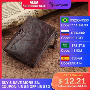 New RFID Men Wallet Blocking Protection Anti-Theft Scan Male Leather Biflod Short Wallet Zipper Coin Case Pouch Casual Money Bag