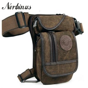 Norbinus Men Waist Pack Canvas Drop Leg Bag Belt Hip Bum Motorcycle Crossbody Bags for Men Shoulder Travel Thigh Pouch Fanny Bag