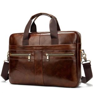 Men's Briefcase Genuine Leather Male man Laptop bag Soft Natural Leather Handbags Cowhide leather Shoulder bag for Business m
