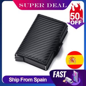 DIENQI Top Quality Wallet Men Money Bag Mini Purse Male Aluminium Rfid Card Holder Wallet Small Smart Wallet Thin Vallet Walet