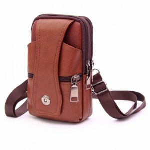 Genuine Leather Men's Waist Bags Small Handbags Messenger Bag Retro First Layer Cow Leather Belt Phone Crossbody Bags Mobile 