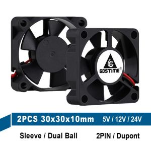 2Pcs Gdstime DC 5V 12V 24V 3cm 30mm 30x30x10mm Dual Ball bearing Cooling Fan 30mmx10mm 3010 Mini 3D Printer Brushless Cooler Fan