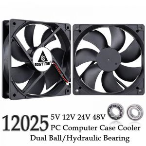Gdstime 120mm Fan DC 5V 12V 24V 48V 120x120x25mm Sleeve/Ball Cooling Fan 12025 12cm PC Laptop Computer Case Brushless Cooler Fan