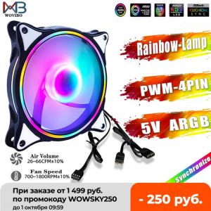 Wovibo 120mm ARGB Fan 5V 3PIN Pwm 4PIN 12V DC Rainbow RGB Mute Silent Computer Case Cooling Fans Cooler Ventilador Aura Sync