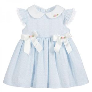 Girls Blue Dress Cotton with bow ties