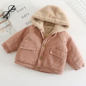 Girls Jacket Autumn Winter Clothing 2021 New Korean Style Plus Velvet Thickening Denim Outerwears Tide Children's Coats