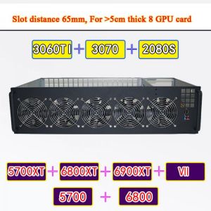 PC Server Case USB Miner Frame ETH XMR Bitcoin For Onda AK2980-D8P-65 K7 K15 65mm 3060TI 3070 5700XT 6800XT 8 GPU Card Chassis