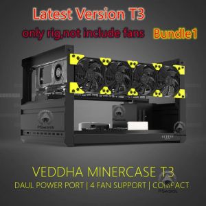 VEDDHA 6 GPU T3 Miner Mining Rig Aluminum Open Air Case Computer ETH Frame Rig For Bitcoin Miner Kit