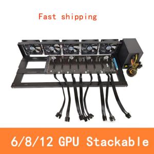 Stackable Open Air Miner Case 6/8/12 GPU Mining Rig Frame for Crypto Coin Rack Frame Case Stackable