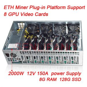 8 Graphics Card ETH Mining platform B75M Motherboard 65MM Card distance Thickened Electrolytic Board Chassis  2000W Power Supply