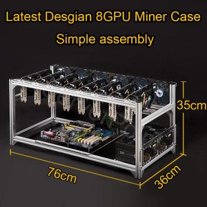 8 GPU VEDDHA V3C V3D Aluminum Stackable Open Air Bitcon Ethereum Miner Mining Rig Rack Case Computer Tower ETH Miner Frame Rig