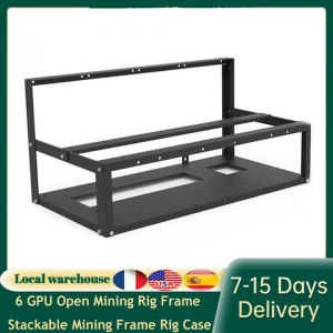 6 GPU Open Mining Rig Frame Stackable Mining Frame Rig Case for ETH/PSU/ATX Accessories Tools Frame Rig Case