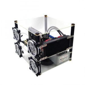 40 x 35cm DIY Double Layer Open PC Case Transparent Acrylic EATX Chassis with 4 Blue Light Fan and Cover