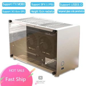 Aluminum ITX Mini Case,Double-Sided Glass,MOD Desktop Gamer Gaming Computer Cabinet HTPC A05
