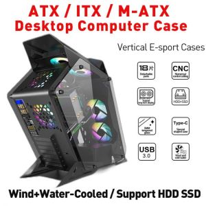 ATX/ITX/M-ATX Desktop Computer Case Vertical Wind/Water-Cooled Tempered Glass USB 3.0 Desktop PC Computer Gaming E-sport Cases