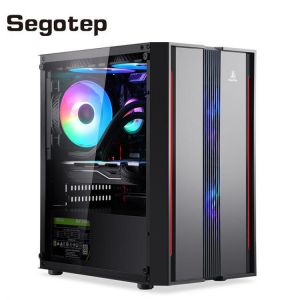 Segotep PC Case Desktop Computer Chassis Mid-Tower ATX Full Side Through PC Gamer Cabinet 7 Cooler Fan Positions Computer Case