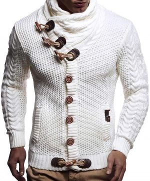 Leif Nelson Men's Knitted Jacket Turtleneck Cardigan Winter Pullover Hoodies Casual Sweaters Jumper LN4195