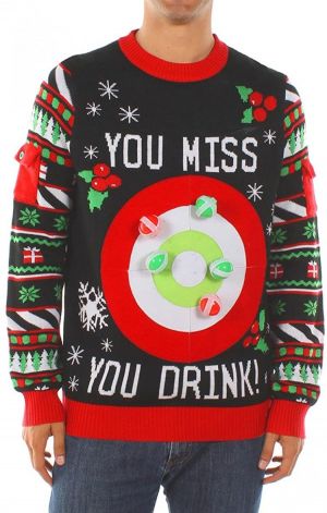 Tipsy Elves Men's Drinking Game Ugly Christmas Sweater - Funny Christmas Sweater