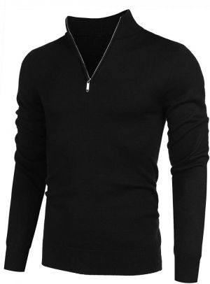 COOFANDY Men's Quarter Zip Up Sweaters Slim Fit Lightweight Mock Neck Pullover Casual Polo Sweater
