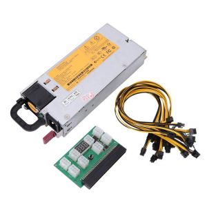 1Pcs Server Power Supply Mining PSU with 6 Pin to 8 Pin Power Cables HSTNS-PL18 DPS-750RB A 506821-001 511778-001