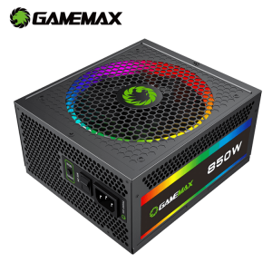 GameMax RGB-850 Rainbow Power Supply 850W RGB Fully Modular 80 Plus Gold Certified with Addressable RGB Light Vairous Color Mode