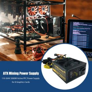 JULONGFENGBAO ATX Mining Power Supply 110-264V 2000W Active PFC Power Supply for 8 Graphics Cards GPU Bitcoin Miner